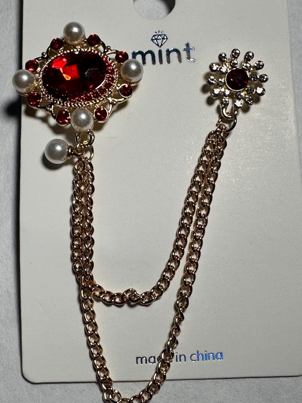 Jeweled Brooch Pin Set | Statement Brooch with Mini Matching Pin